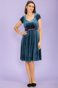 Sweetheart Velvet Dress - Teal