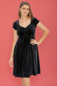 Sweetheart Velvet Dress - Black