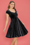 Sweetheart Velvet Dress - Black