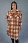 Rust, Cream & Brown Plaid Long Flannel