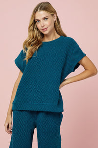 Textured Short Sleeve Top - Teal