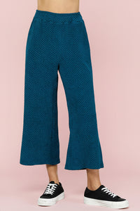 Textured Cropped Pants - Teal