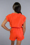Collared Romper - Tomato