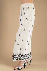 Lightweight Embroidered Pant - Oatmeal