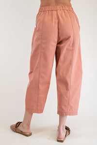 Casual Barrel Leg Pant - Forest Coral
