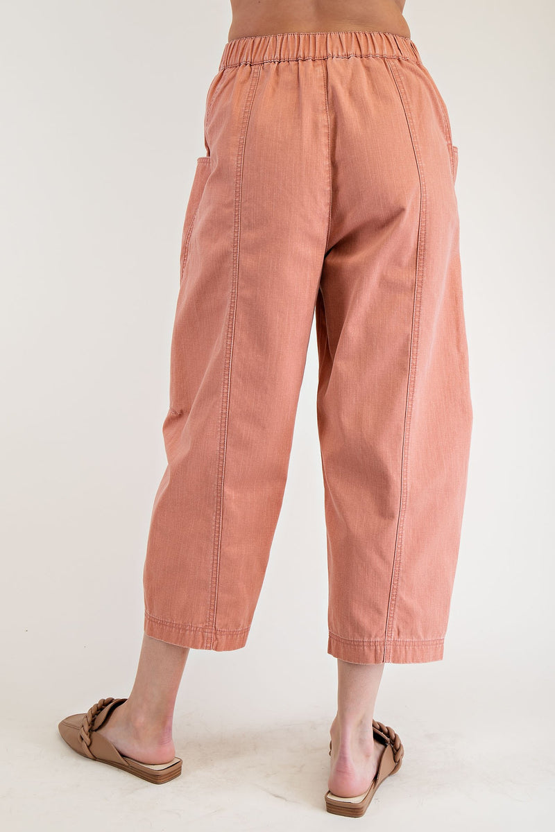 Casual Barrel Leg Pant - Forest Coral