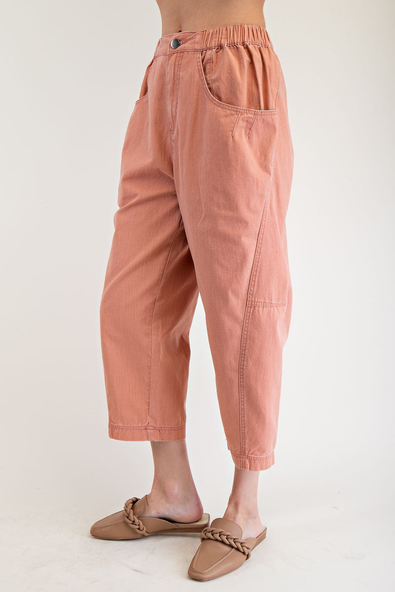 Casual Barrel Leg Pant - Forest Coral