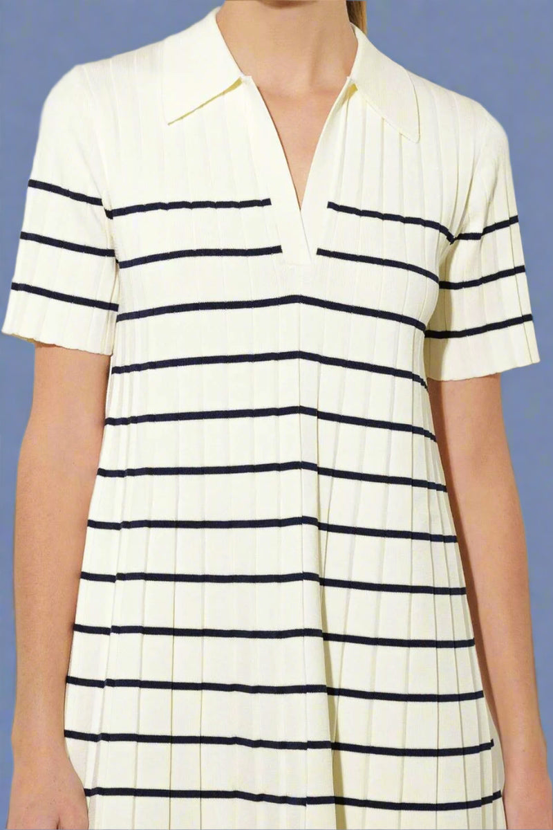 Striped Sweater Mini Dress - White