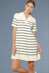 Striped Sweater Mini Dress - White