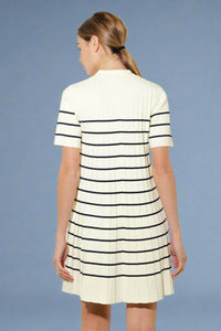 Striped Sweater Mini Dress - White
