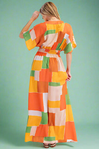 Geometric Maxi Dress - Orange Caramel