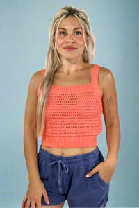 Thick Strap Square Neck Tank - Coral