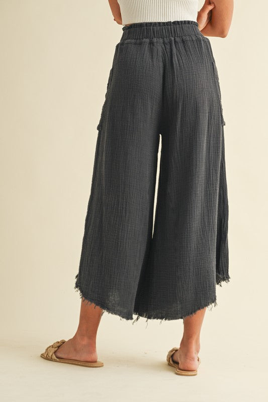Mineral Washed Wide Pants Charcoal