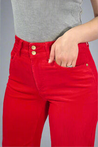 High Waisted Red Corduroy Wide Leg JB144