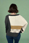Multi Fabric Color Block V Neck Sweater