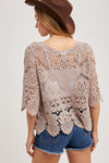 Crochet Bell Sleeve Top - Latte
