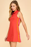 Zigzag Button Shirt Dress - Red