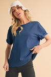 Mali Tee Raw Hem - Denim Blue