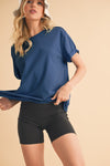 Mali Tee Raw Hem - Denim Blue