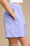 Banded Gingham Boxer Shorts - Blue