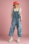 Washed Denim Loose Fit Overalls