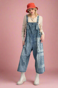 Washed Denim Loose Fit Overalls