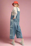Washed Denim Loose Fit Overalls