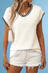 V-Neck Sleeveless Knit Pullover - Ivory