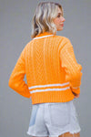 Button Down Cable Cardigan - Orange