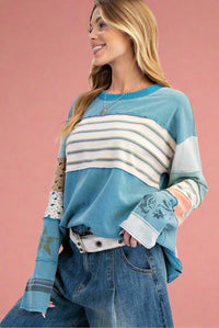Mix Terry Soft Washed Pullover - Teal