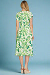 Drop Shoulder Floral Print Midi Dress