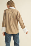 Striped Wide Cuff Button Down Shirt