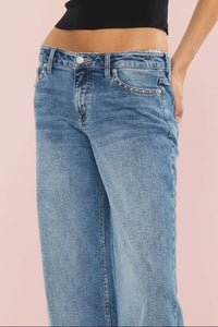 Mid Rise Studded Wide Leg KC01