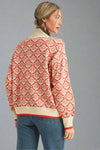 Half Zip Floral Sweater - Cream
