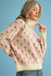 Half Zip Floral Sweater - Oat
