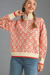 Half Zip Floral Sweater - Cream