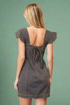 Denim Corset Sleeveless Dress Charcoal