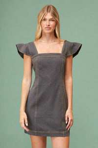 Denim Corset Sleeveless Dress Charcoal
