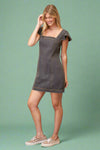 Denim Corset Sleeveless Dress Charcoal