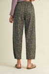 Ditsy Barrel Leg Pant - Deep Green