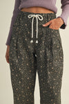 Ditsy Barrel Leg Pant - Deep Green