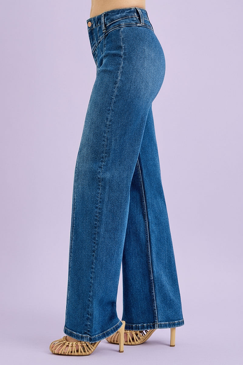 High Rise Wide Leg Front Yoke Jeans R09