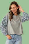 Sparkle Lattice Denim Long Sleeves Top