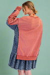 Pullover With Denim Bottom Dress - Bean