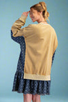Pullover With Denim Bottom Dress - Mustard