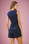 Fitted Sleeveless Front Hidden Zipper Top