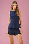 Fitted Sleeveless Front Hidden Zipper Top