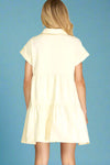 Tiered Button Down Shirt Dress - Off White