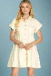 Tiered Button Down Shirt Dress - Off White