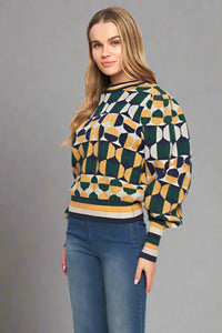 Jacquard Knit Sweater - Green